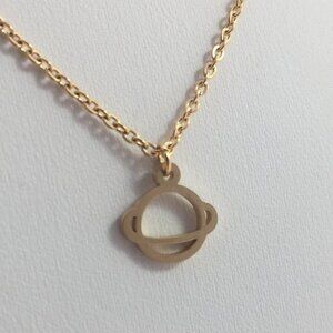 UFO Alien dainty minimalist gold tone necklace